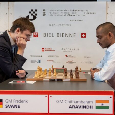 Biel ग्रैंडमास्टर ट्रायथलॉन: अरविंद चितंबरम फिर शीर्ष पर, फ़ेदोसीव को झटका
